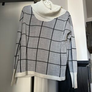 Cowl Neck Grid Sweater